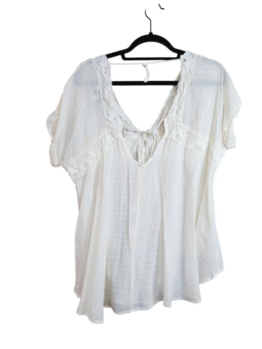 Davi & Dani Way Out There Drape Sleeve Embroidered Tunic Shirt Womens Size L - Picture 2 of 3